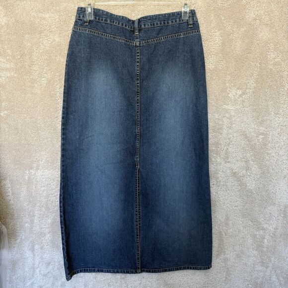 Halogen Womens Denim Jean Skirt Sz 8 Modest MIDI Below Knee Blue - Picture 2 of 5